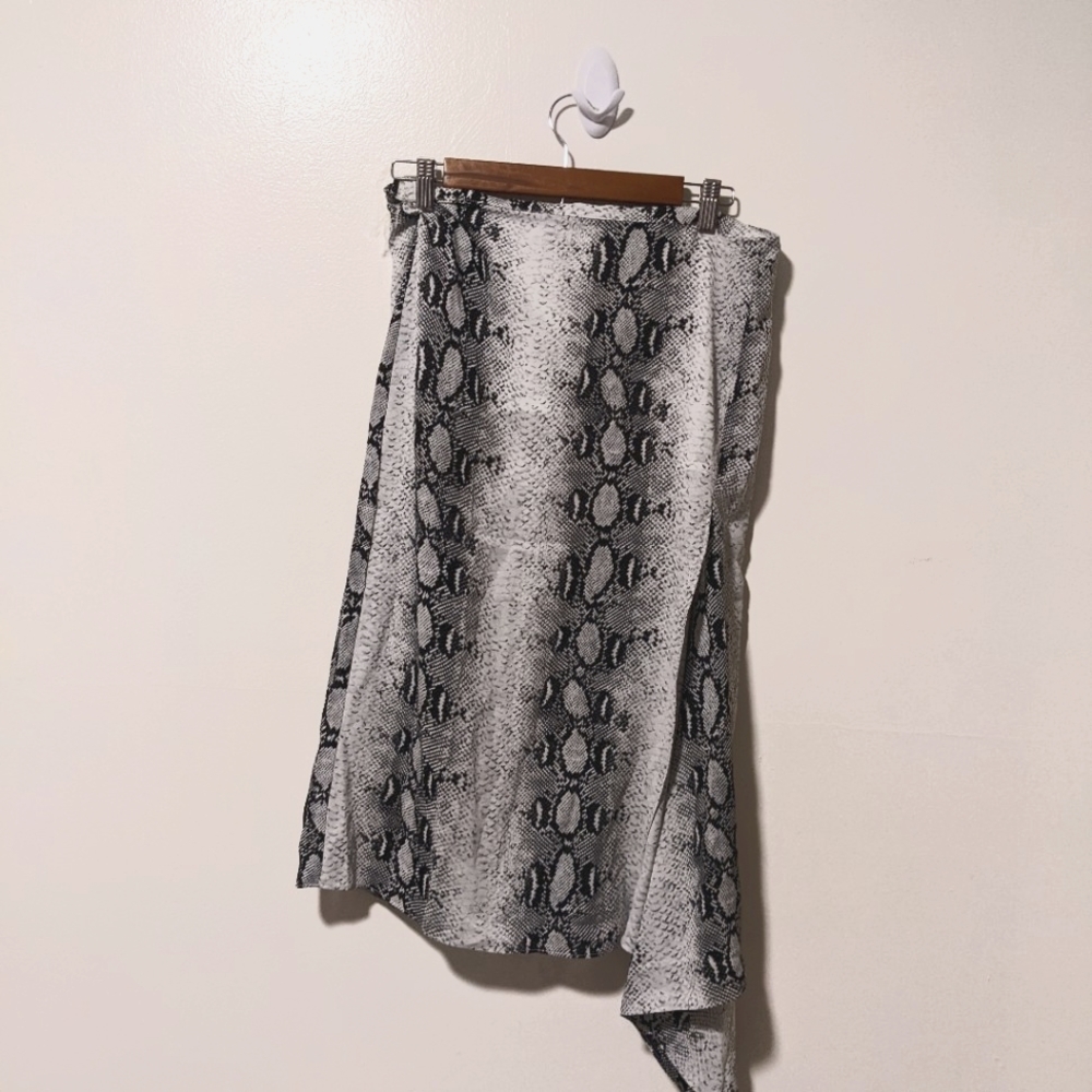 Snakeskin asymmetrical mid length skirt